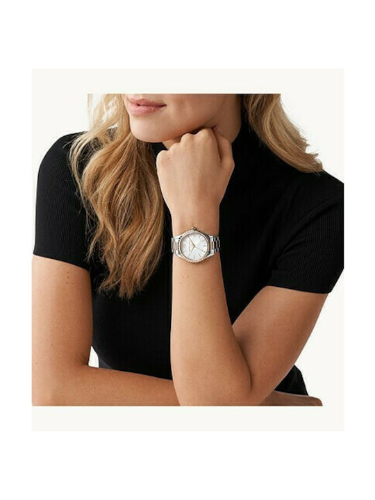 Michael Kors Layton Watch with Metal Bracelet Silver / Rose Gold