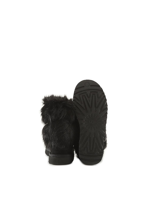 Classic Buckle Mini Suede Γυναικεία Μποτάκια με Γούνα Μαύρα