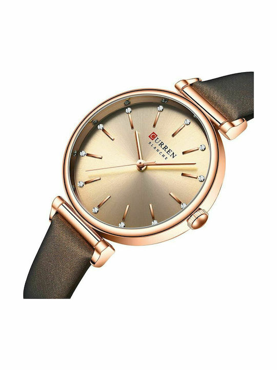 Curren Women's Watch with Brown Leather Strap