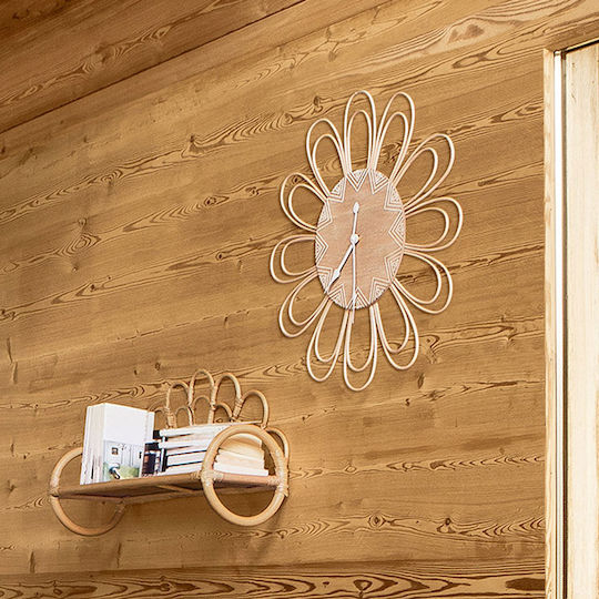 Atmosphera Flower Silent Wall Clock Wooden Coffee Ø58cm