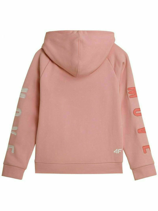 4F Kinder Sweatshirt mit Kapuze und Taschen Rosa