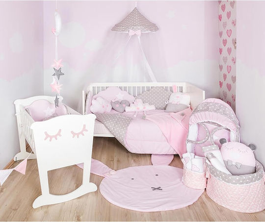 Baby Star Baby Crib Bedding Set Clouds 3pcs Pink