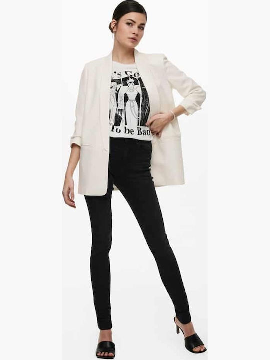 Only Elly Long Women's Waisted Blazer White