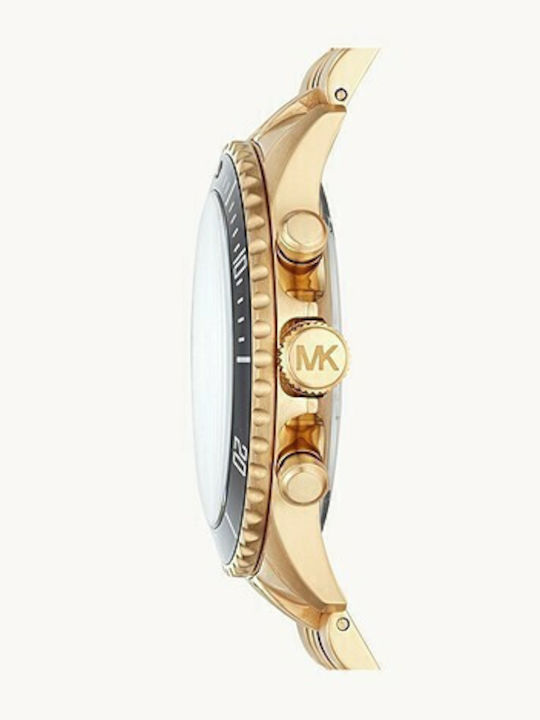 Michael Kors Bayville Ανδρικό Ρολόι 44mm Χρονογράφος Μπαταρίας με Χρυσό Μεταλλικό Μπρασελέ