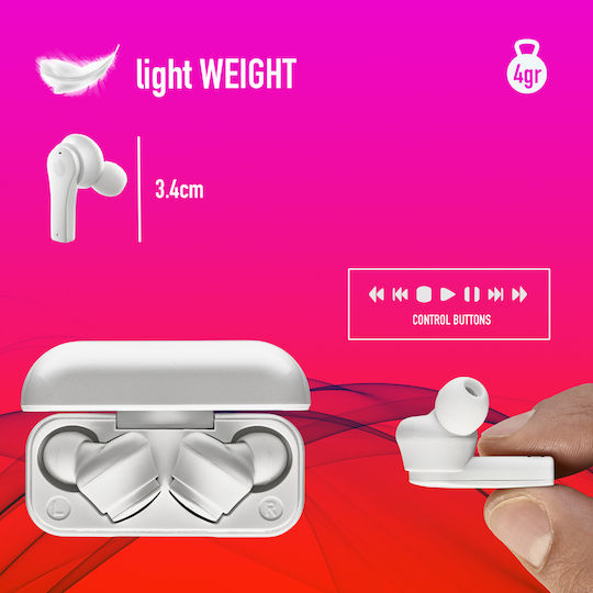 NGS Artica Bloom In ear Bluetooth хендсфри Слушалки с Кутийка за Зареждане Бял