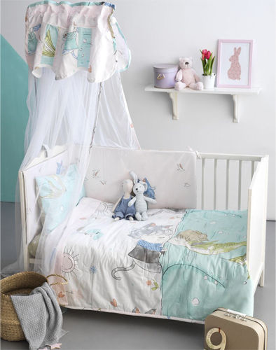 Palamaiki Set Für Krippe Baby Satin Grün 7Stück