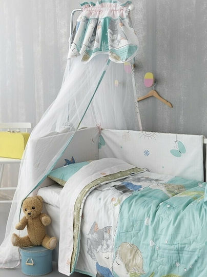 Palamaiki Set Für Krippe Baby Satin Grün 7Stück