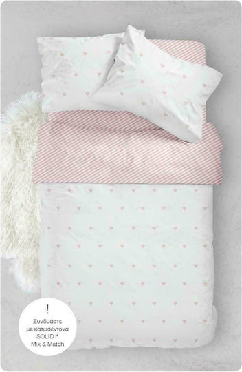 Borea Seturi de cearșafuri Single Bumbac Hearts Bej 160x240cm 2buc