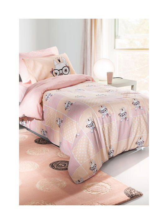 Saint Clair Σετ Σεντόνια Μονά Βαμβακερά Rosie Ροζ 160x250cm 2τμχ