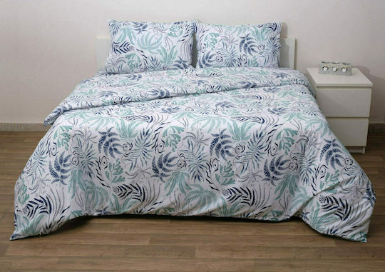 Viopros Σετ Σεντόνια Μονά Βαμβακερά Μόργκαν Blue 160x260cm 3τμχ