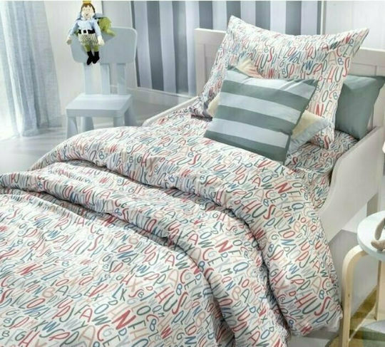 Saint Clair Комплект чаршафи Единично Памучни Letters Синьо 160x250см 3бр