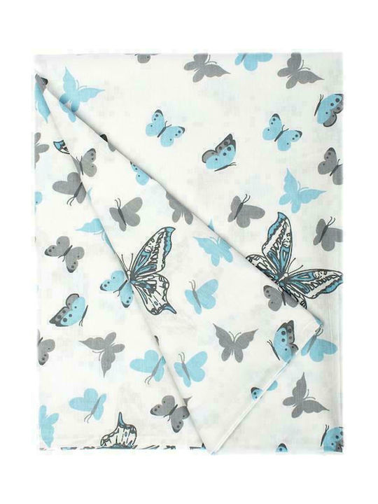 Dimcol Sheet Set Single Cotton Butterfly 56 Sky Blue 160x240cm 2pcs