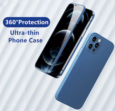 Powertech 2.5D 360 Full Cover Πλαστικό Μπλε Σετ με Τζαμάκι (iPhone 12 Pro Max)