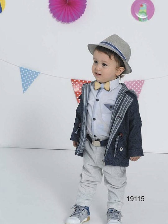 Bonito Baby Βαπτιστικό Κοστούμι με Σακάκι για Αγόρι Γκρι 6τμχ