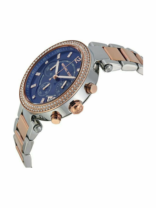 Michael Kors Parker Damen Uhr Chronograph mit Rose Gold Metallarmband