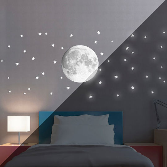 Ango Autocolant Decorativ pentru Copii Perete Fluorescent Moon 215x80buc