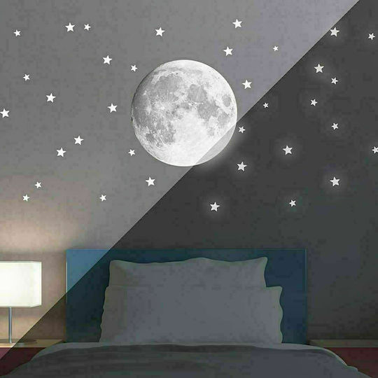 Ango Autocolant Decorativ pentru Copii Perete Fluorescent Moon 215x80buc