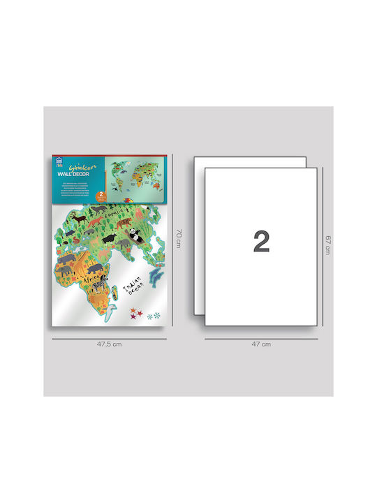 Ango Autocolant Decorativ pentru Copii Perete World Map XL 140x90buc 18buc