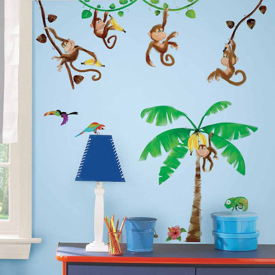 RoomMates Decor Детска стикерна за стена Стена Маймунчета