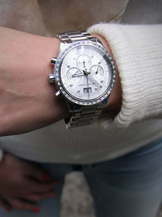 Michael Kors Camille Womens Watch 40mm Battery Chronograph With Silver Steel Bracelet Michael Kors Camille Womens Watch 40mm Battery Chronograph With Silver Steel Bracelet