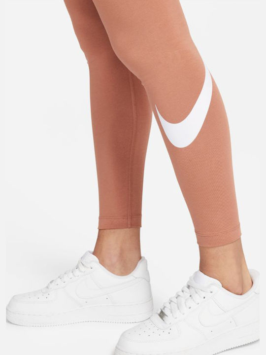 Essential Mid-Rise Swoosh Training Γυναικείο Μακρύ Κολάν Καφέ