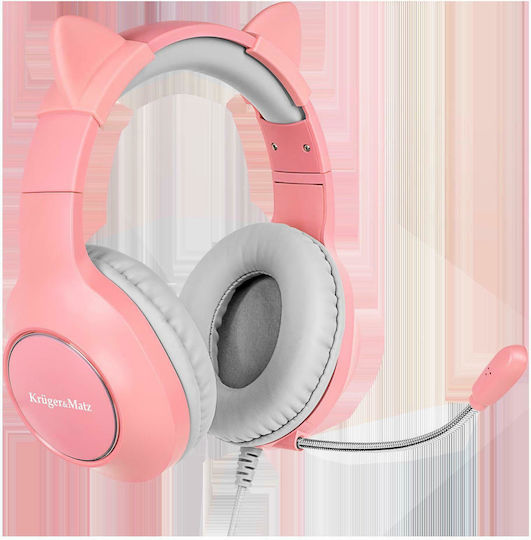 Kruger & Matz Kids Over Ear Gaming Headset με σύνδεση 2x3.5mm / USB Ροζ