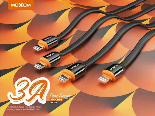 Moxom MX-CB96 Flat USB to Lightning Cable Μαύρο 1m