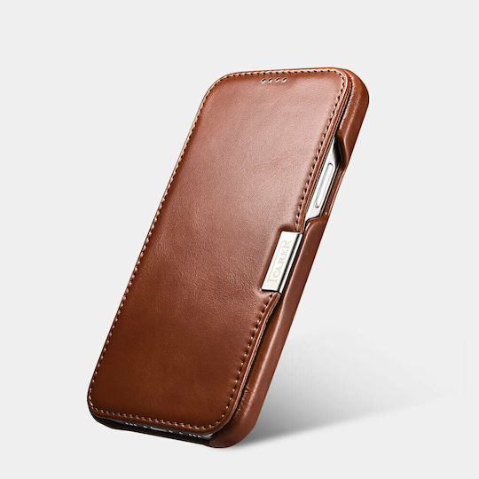iCarer Side-Open Genuine Leather Book Δερμάτινο / Δερματίνης Καφέ (iPhone 12 mini)