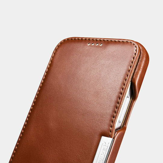 iCarer Side-Open Genuine Leather Book Δερμάτινο / Δερματίνης Καφέ (iPhone 12 mini)