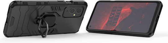 Hurtel Ring Armor Kickstand Umschlag Rückseite Kunststoff Schwarz (OnePlus 9)