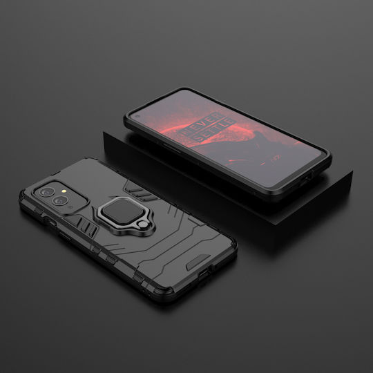 Hurtel Ring Armor Kickstand Umschlag Rückseite Kunststoff Schwarz (OnePlus 9)