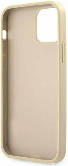 Guess Saffiano Vintage Script Back Cover Synthetic Leather / Plastic Gold (iPhone 12 / 12 Pro)