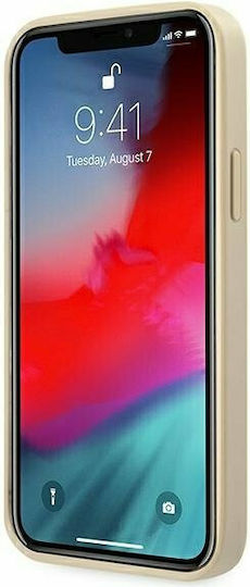 Guess Saffiano Vintage Script Back Cover Synthetic Leather / Plastic Gold (iPhone 12 / 12 Pro)
