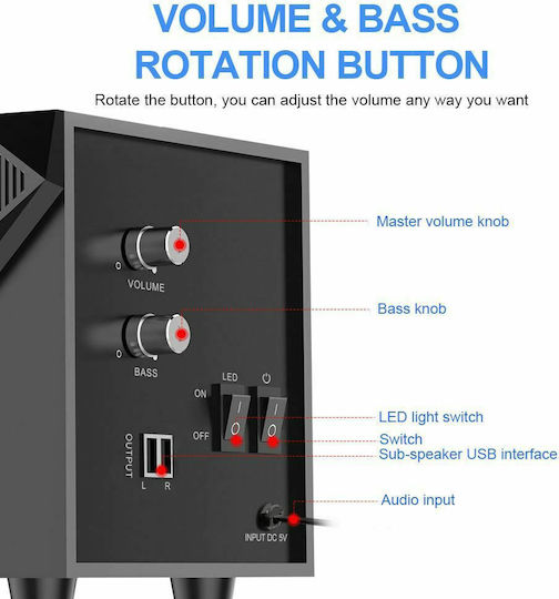 Redragon Toccata GS700 2.1 Speakers with RGB 11W Black