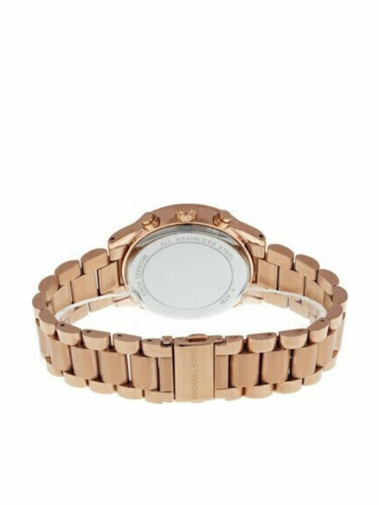 Michael Kors Runway Damenuhr 34mm Batterie mit Rose Gold Metall-Armband
