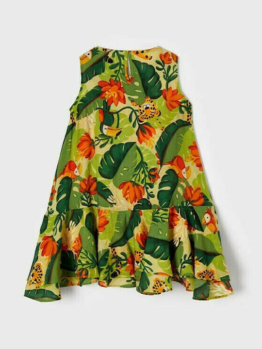 Children's Dress Sleeveless Floral Green