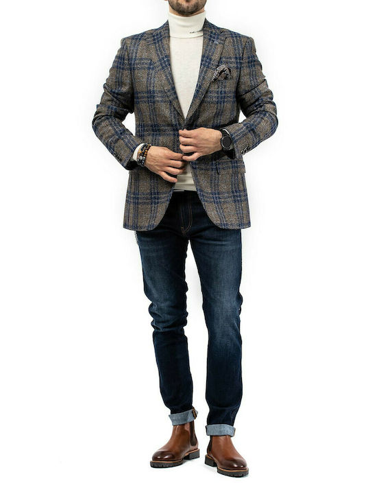 Blazer Fragosto Blazer Check 3454 - 003 albastru/maro