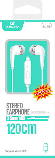 Leewello EJ-093 În ureche Handsfree cu Mufă 3.5mm Alb