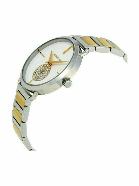 Michael Kors Portia Damen Uhr Chronograph mit Metallarmband Silver / Gold
