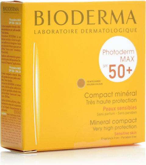 Bioderma Photoderm Max Compact Mineral Αδιάβροχη Αντηλιακή Πούδρα Προσώπου SPF50 με Χρώμα Dore 10gr