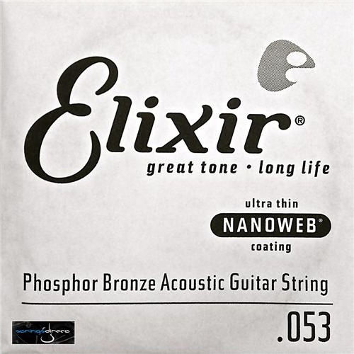 Elixir Single Phosphor Bronze String for Acoustic Guitar Nanoweb .053"