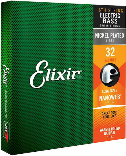 Elixir Nanoweb Μονή Χορδή Steel Μπάσου 32"