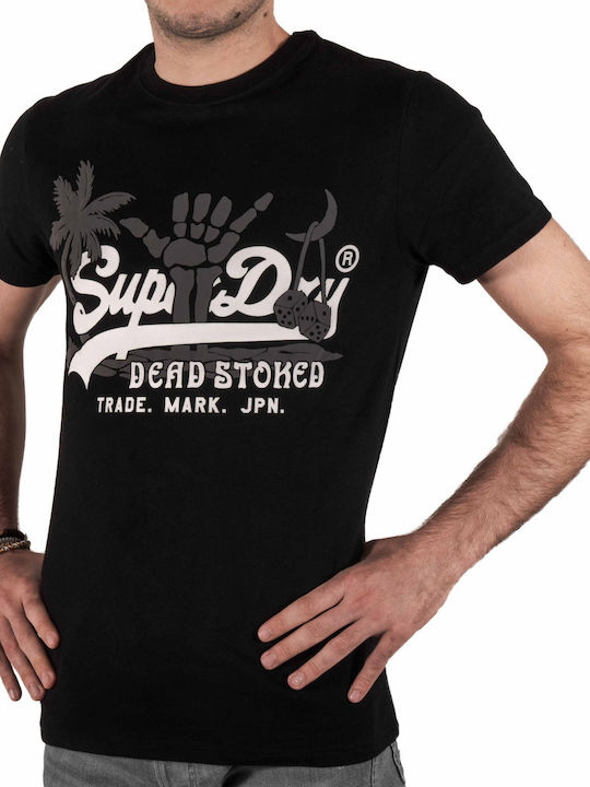 Superdry Logo Itago T-shirt Bărbătesc cu Mânecă Scurtă Negru