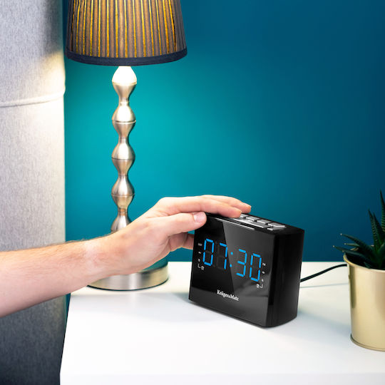 Kruger & Matz Tabletop Digital Clock LED Plastic with Alarm Clock & Radio Black KM0821