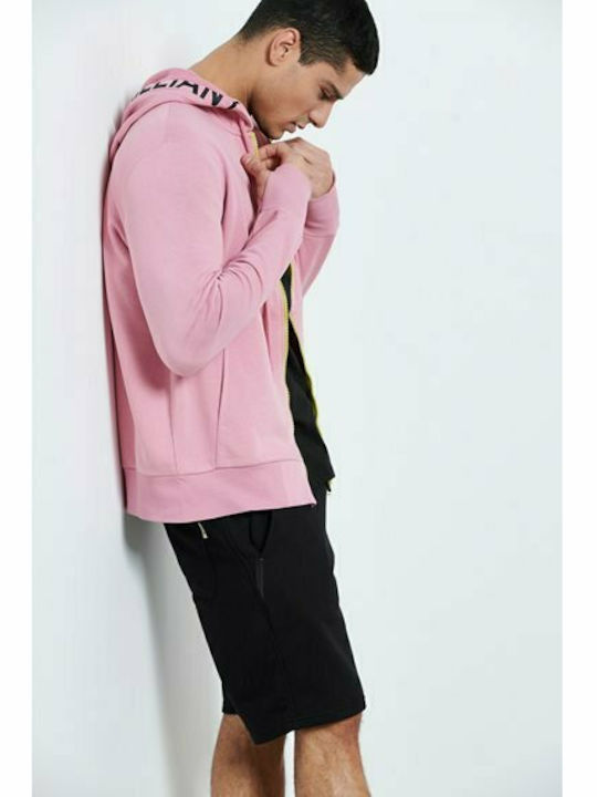 BodyTalk Men's Sweatshirt Jacket with Hood and Pockets Pink