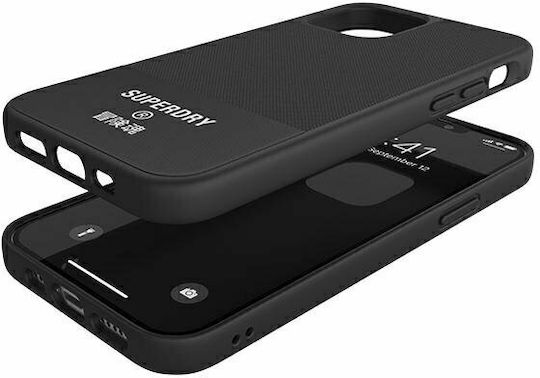 Superdry Molded Canvas Umschlag Rückseite Silikon / Stoff Schwarz (iPhone 12 Pro Max)