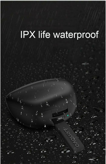 Lenovo HT06 In-ear Bluetooth Handsfree Ακουστικά με Αντοχή στον Ιδρώτα Μαύρα