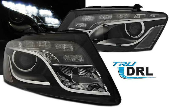 Depo Lumini frontale Lumini LED pentru Audi Q5 8R Negru 2008-2012 2buc