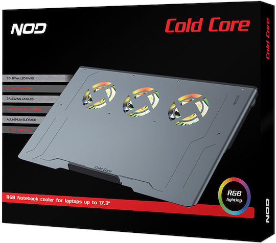NOD Cold Core Cooling Pad για Laptop έως 17.3" με 3 Ανεμιστήρες και Φωτισμό