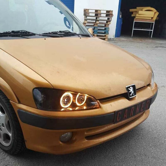 Depo Предни Фарове Ангелски Очи Peugeot 106 Черни 1996-1999 2 Бройки